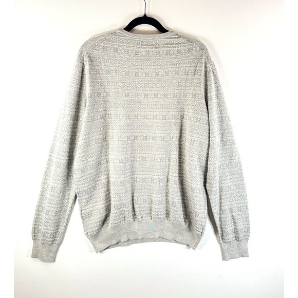 Polo Ralph Lauren Mens Sweater Gray Pima Cotton Fair Isle Knit Pullover Large - Picture 3 of 13